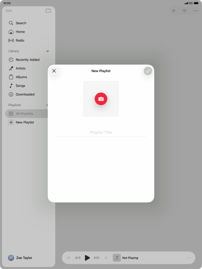 Press the text input field and key in a name for the playlist.
