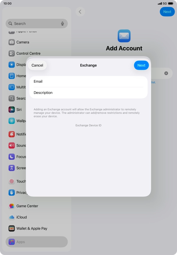Press Description and key in the required name.
