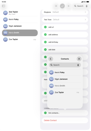 Press the required contact.