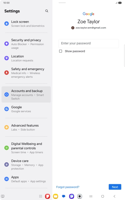 Press Enter your password and key in the password for your Google account.