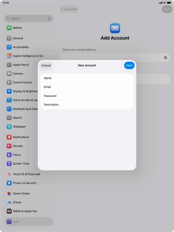 Press Description and key in the required name.