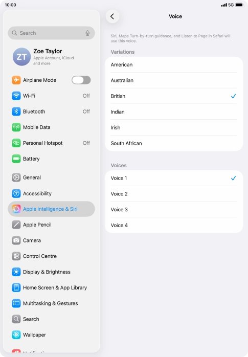 Press the required accent.