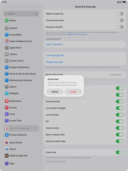 If you turn on the function, press Enable.