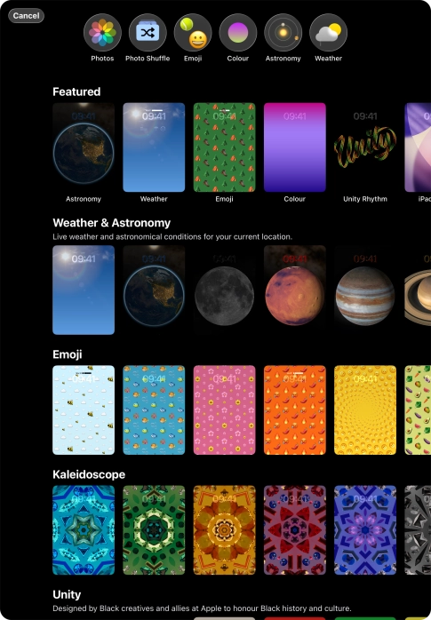 Press the required category and follow the instructions on the screen to select the required background image.