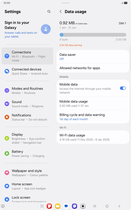 The total data usage is displayed.