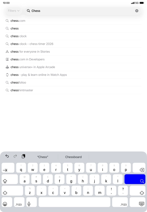 Key in the name or subject of the required app and press enter.