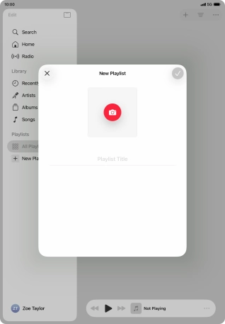 Press the text input field and key in a name for the playlist.