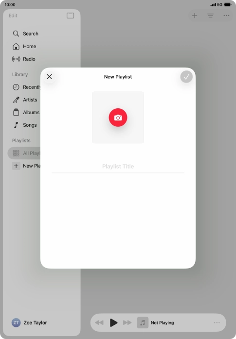 Press the text input field and key in a name for the playlist.