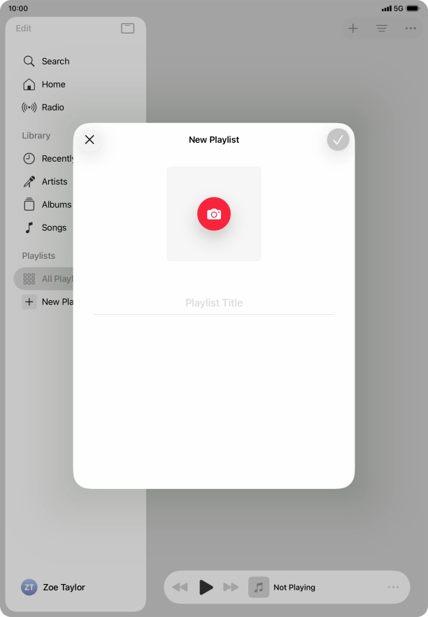 Press the text input field and key in a name for the playlist.