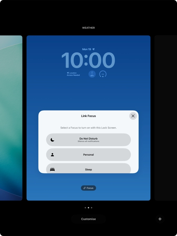 Press the required focus mode.
