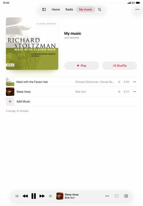 Press the song title.