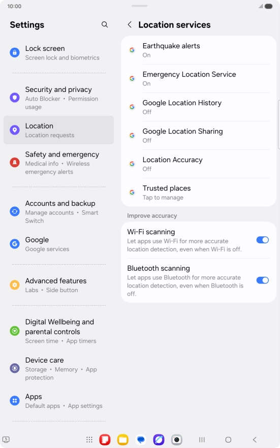 Press Location Accuracy.