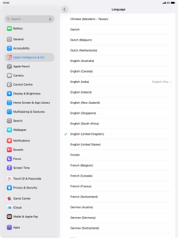 Press the required language.