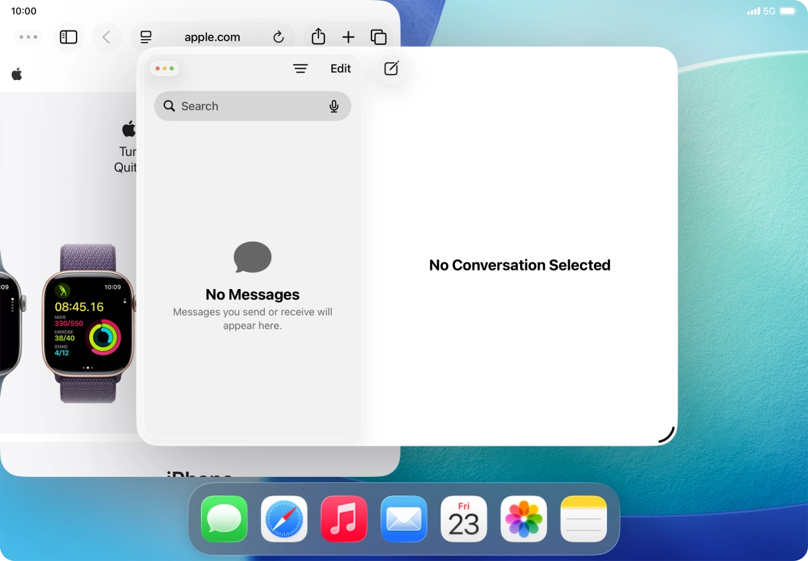 Press and hold the menu icon in the second application window.