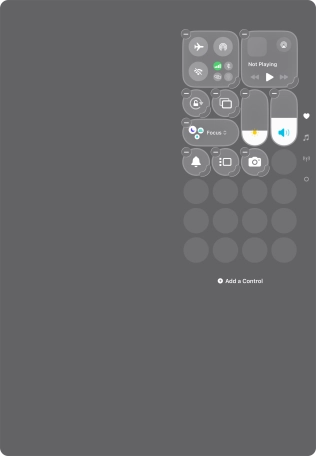 Press Add a Control and follow the instructions on the screen to add the required function to Control Centre.