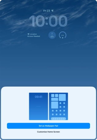 To use the same colour theme on the home screen, press Set as Wallpaper Pair.