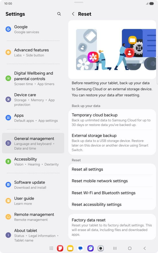 Press Factory data reset.
