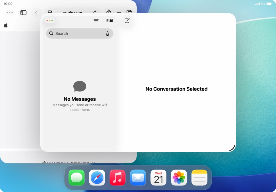 Press and hold the menu icon in the second application window.