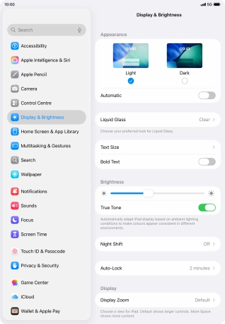 Press and drag the indicator below 