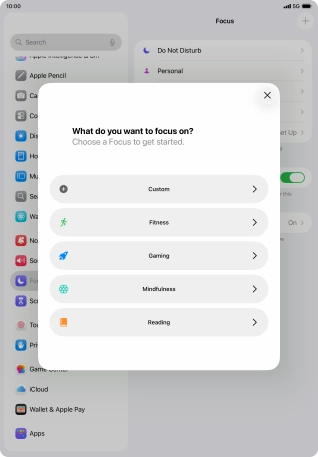 Press the required focus mode and follow the instructions on the screen to add the selected focus mode.