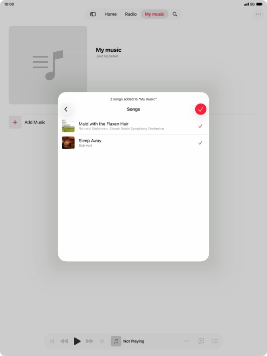 Press the confirm icon.