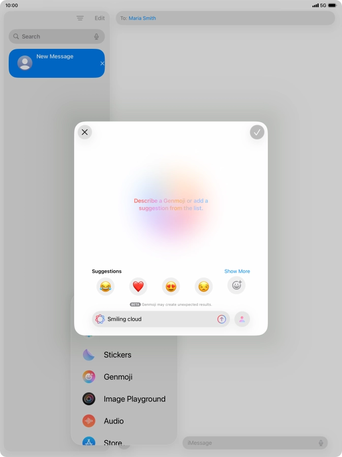 Write in your own words what you would like your Genmoji to look like, and press arrow up.