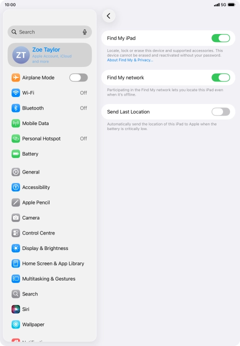 Press the indicator next to 