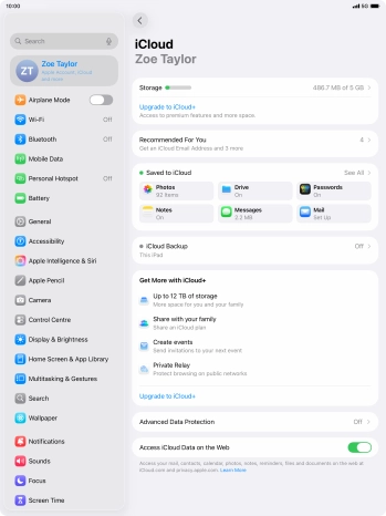 Press iCloud Backup.