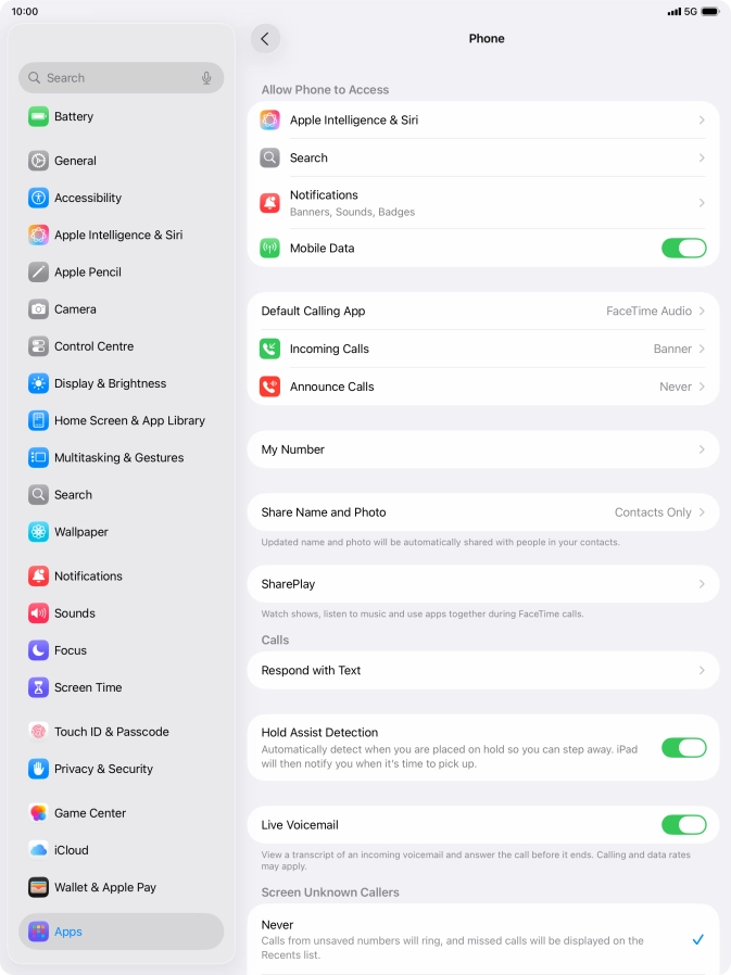 Press Announce Calls.
