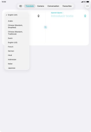 Press the required source language.