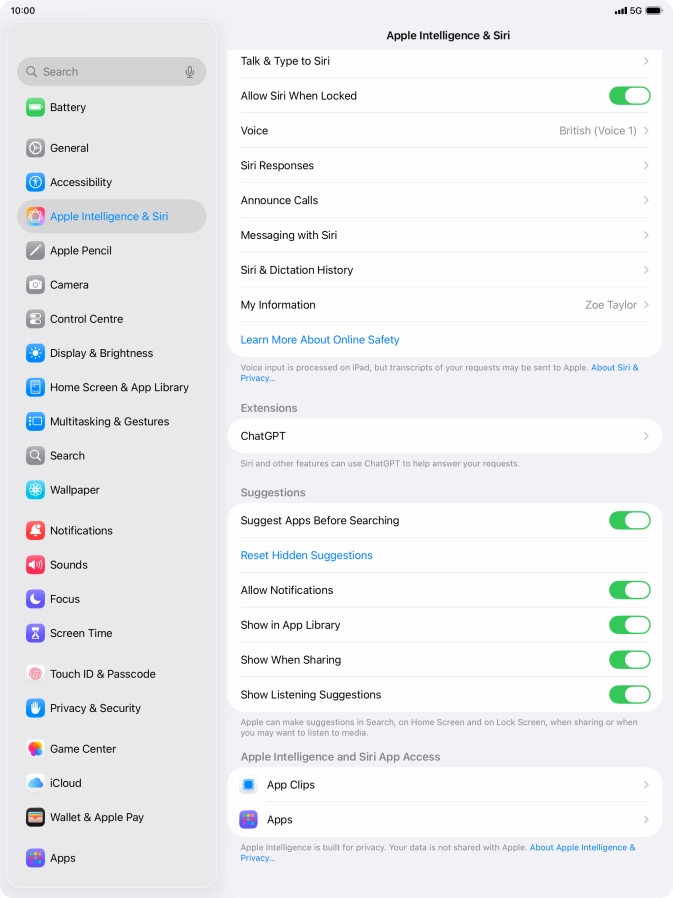 Press the required app.