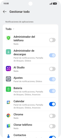 Pulsa el indicador junto a las apps deseadas para activar o desactivar la función.