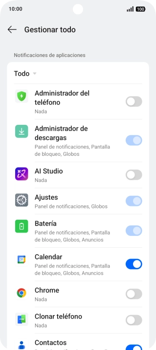 Pulsa el indicador junto a las apps deseadas para activar o desactivar la función.