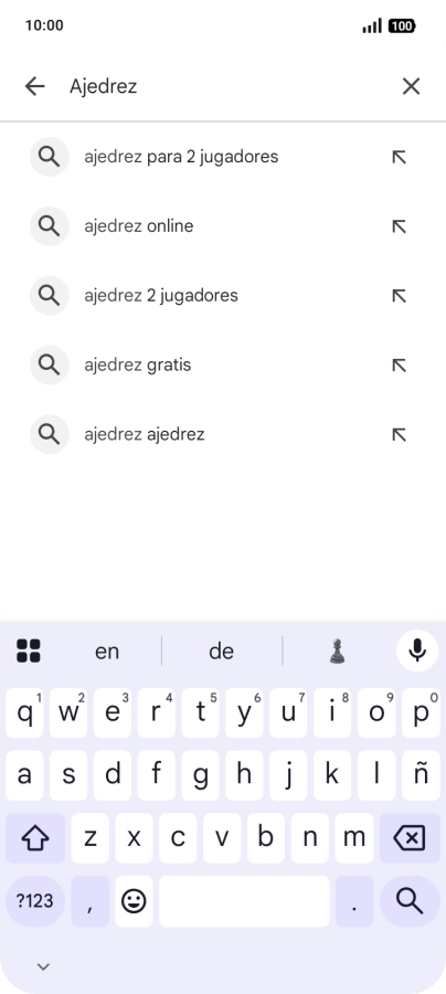 Introduce el nombre del tema o de la app y pulsa el icono de búsqueda.