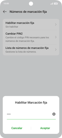 Introduce el código PIN2 y pulsa Aceptar.