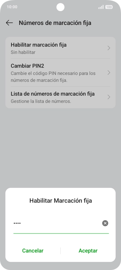 Introduce el código PIN2 y pulsa Aceptar.