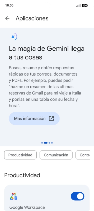 Pulsa el indicador junto a las extensiones deseadas para activar la función.