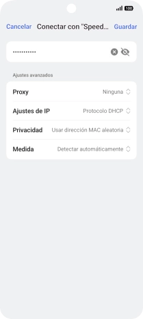 Introduce la contraseña de la red wifi y pulsa Guardar.