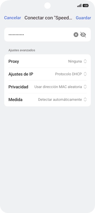 Introduce la contraseña de la red wifi y pulsa Guardar.