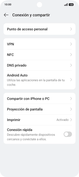 Pulsa Punto de acceso personal.