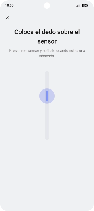 Sigue las indicaciones de la pantalla para crear una huella digital como código de seguridad.