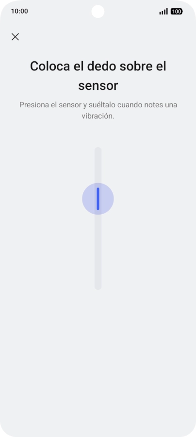 Sigue las indicaciones de la pantalla para crear una huella digital como código de seguridad.