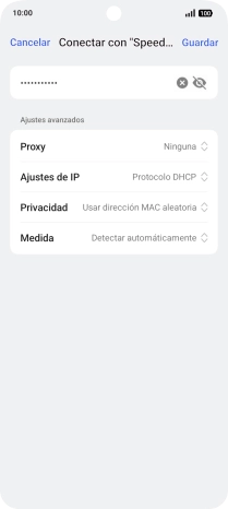 Introduce la contraseña de la red wifi y pulsa Guardar.