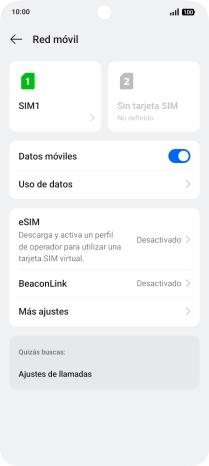 Pulsa el nombre de la tarjeta SIM.