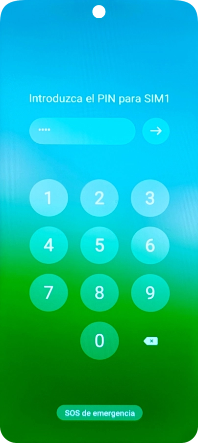 Si lo solicita el teléfono, introduce el código PIN y pulsa la flecha hacia la derecha.