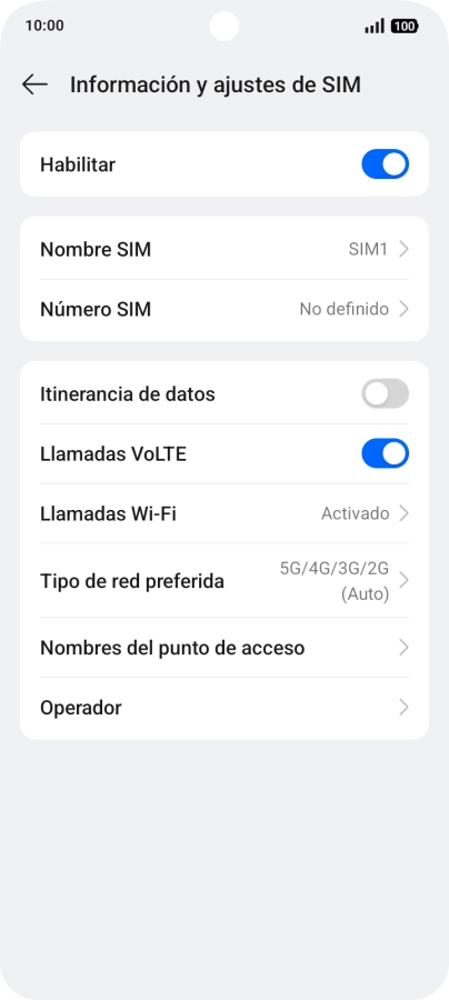 Pulsa Tipo de red preferida.