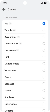 Pulsa los timbres de llamada deseados para escucharlos.