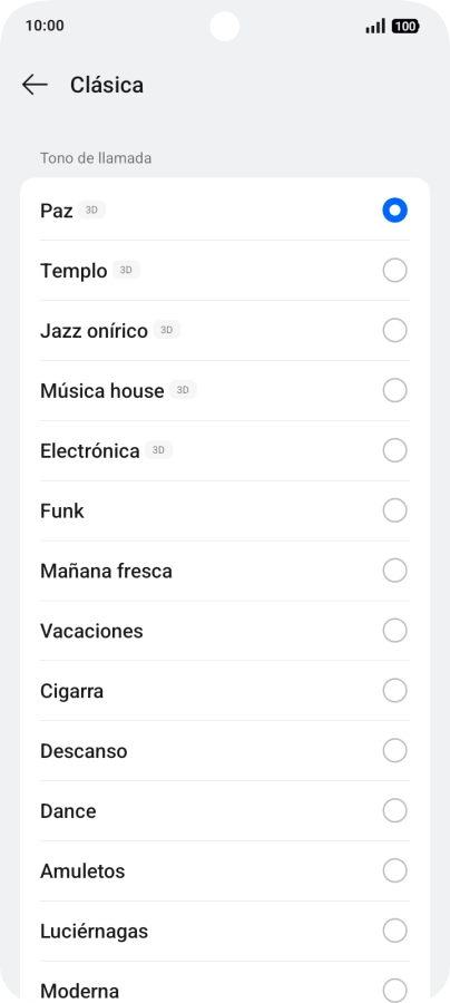 Pulsa los timbres de llamada deseados para escucharlos.