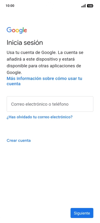 Si no tienes una cuenta de Google, pulsa Crear cuenta y sigue las indicaciones de la pantalla para ver cómo crear una cuenta nueva.