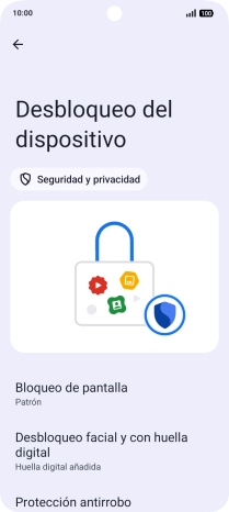 Pulsa Bloqueo de pantalla  e introduce el código de seguridad extra que has creado anteriormente.